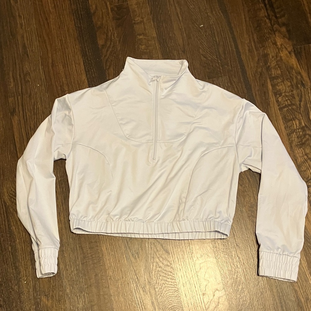 Gray K Swiss Quarter-Zip Cropped Jacket
